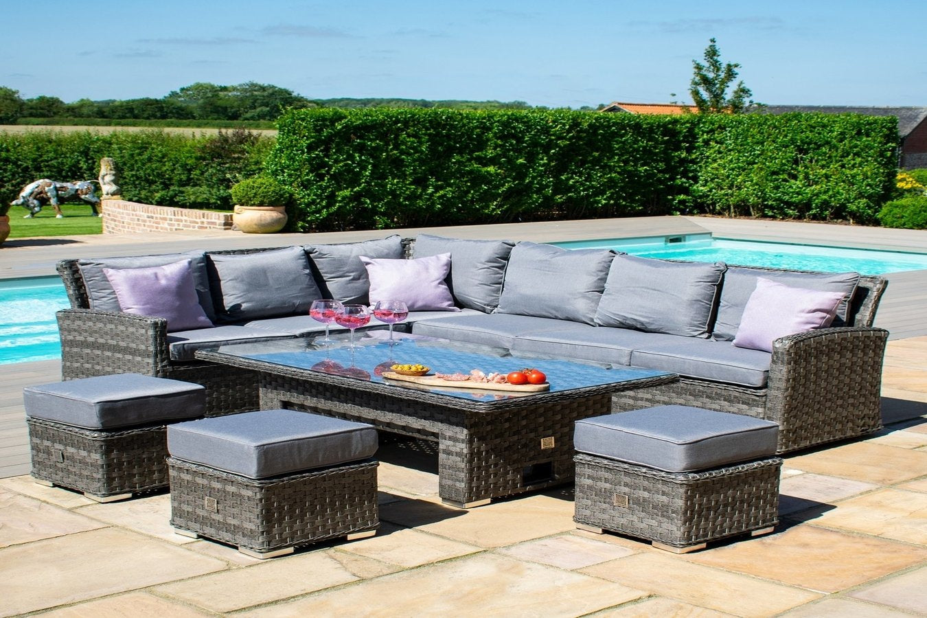 Rectangular Garden Corner Sofa Dining Sets For A Modern Out Door Space