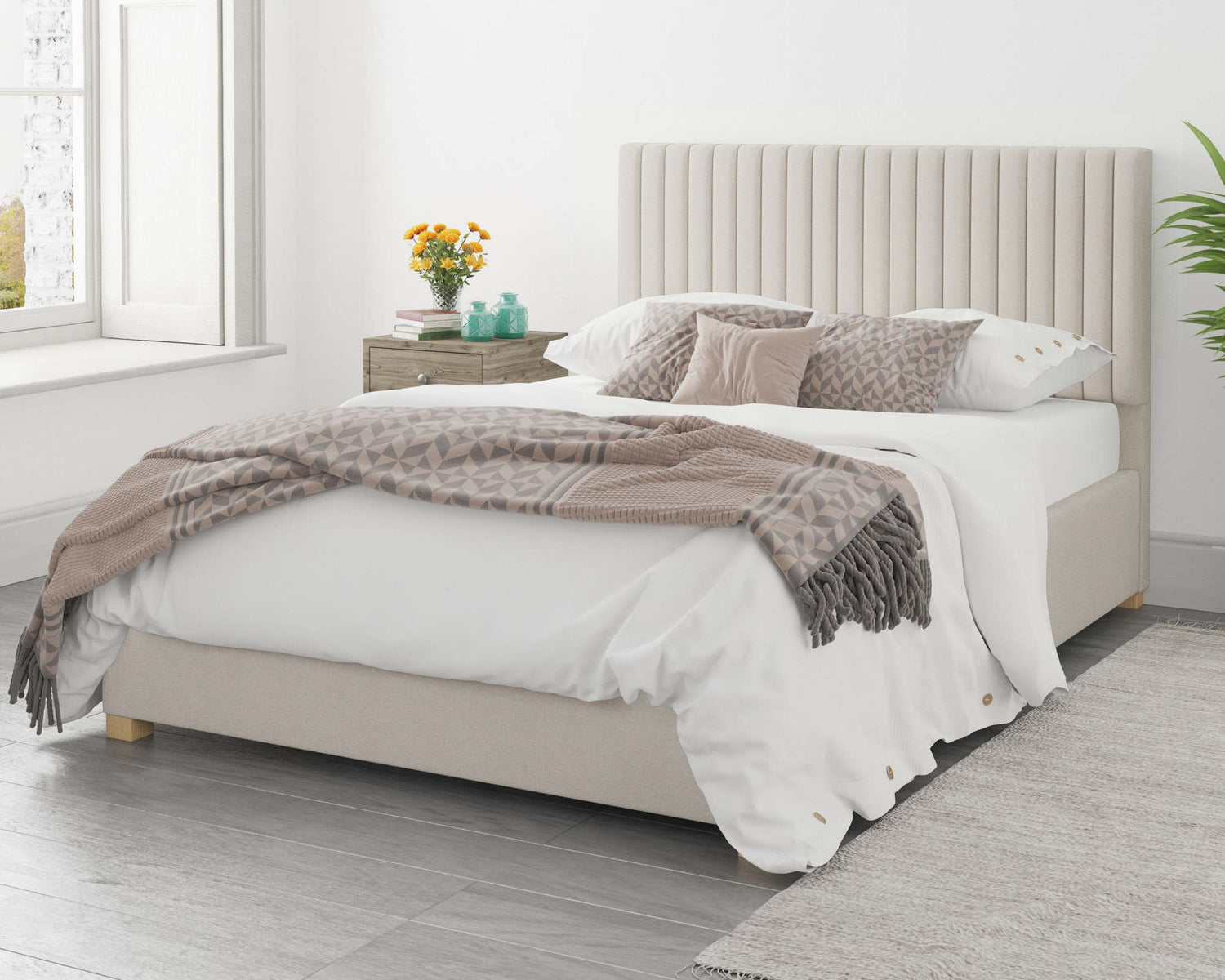 White Single Upholstered Beds