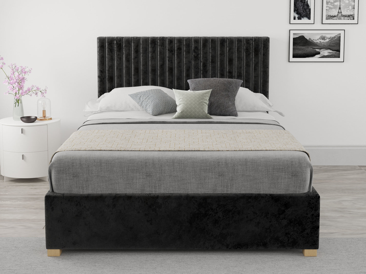 Black Single Upholstered Beds