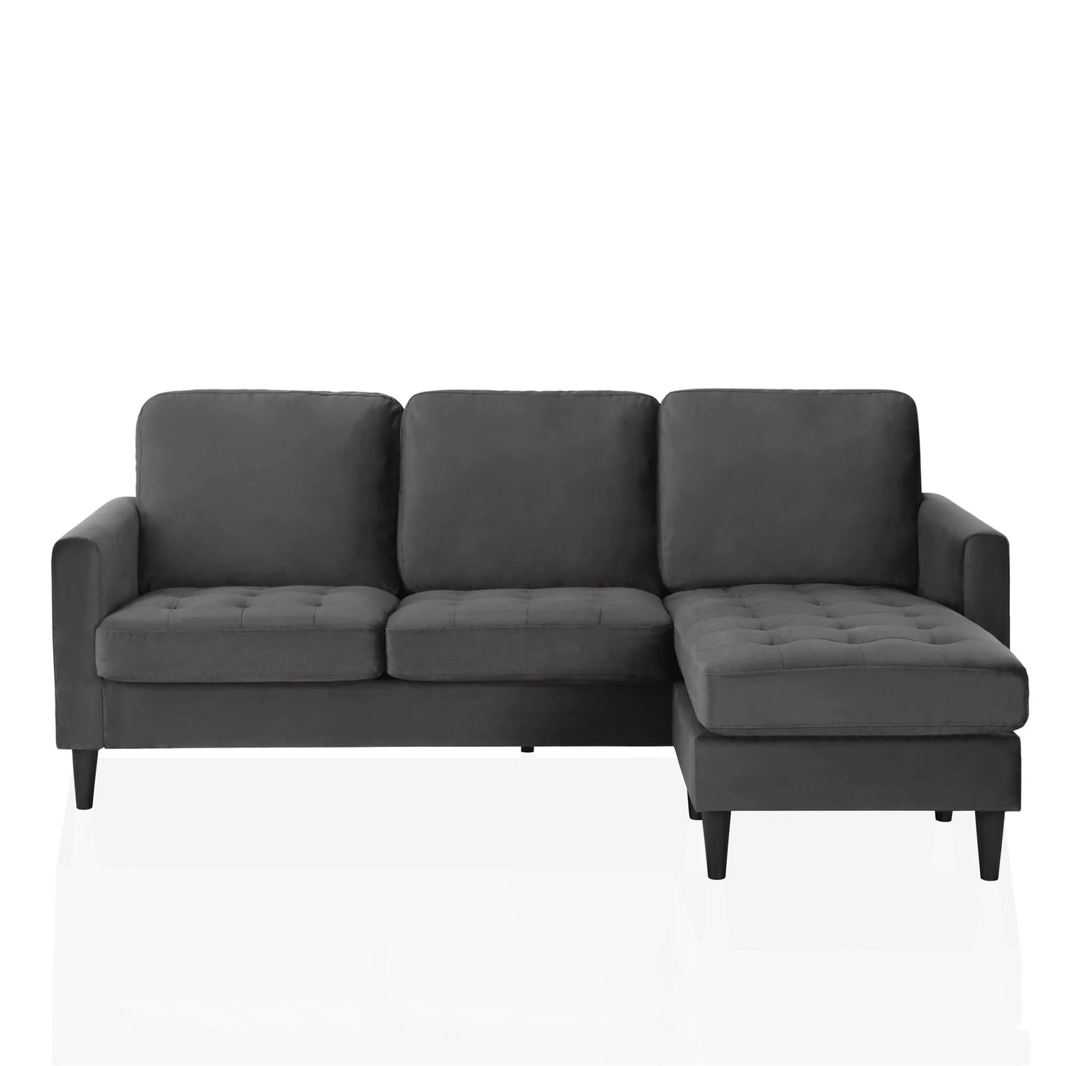 Dorel Home Cosmoliving Strummer Reversible Sectional Sofa Charcoal Front View - Better Bed Company