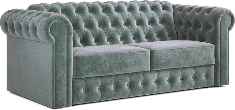 Jay-Be Chesterfield 3 Seater Sofa Bed with Deep e-Sprung™ Mattress CosyChenille-Aqua-Better Bed Company