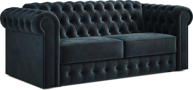 Jay-Be Chesterfield 3 Seater Sofa Bed with Deep e-Sprung™ Mattress CosyChenille-Cobalt-Better Bed Company