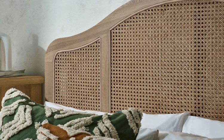 Julian Bowen Fleur Rattan Bed Frame headboard Close Up-Better Bed Company