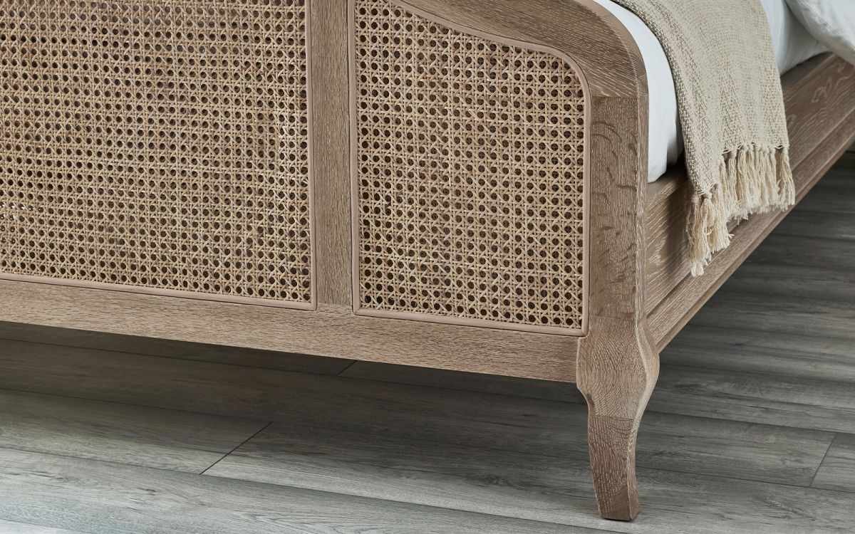 Julian Bowen Fleur Rattan Bed Frame Leg Close Up-Better Bed Company