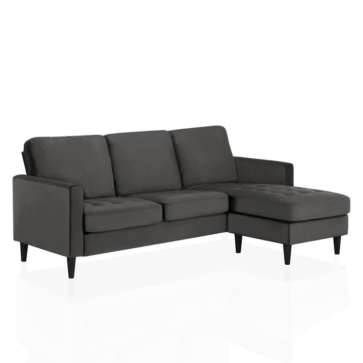 Dorel Home Cosmoliving Strummer Reversible Sectional Sofa Charcoal Front View - Better Bed Company