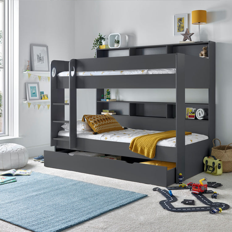 Bedmaster Oliver Bunk Bed Grey Drawer Open-Better Bed Company