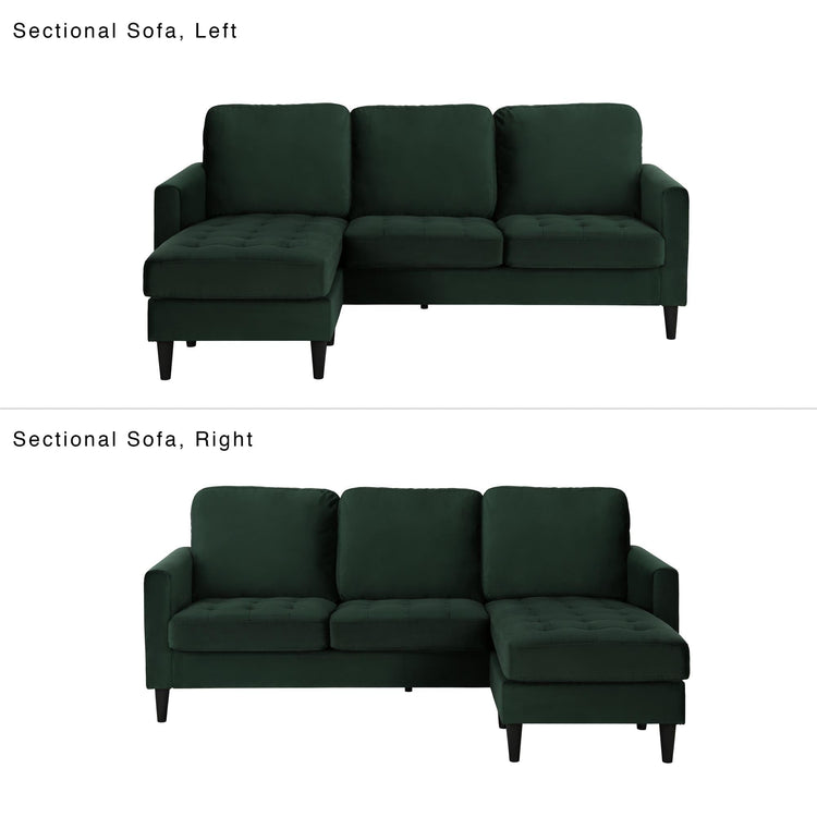 Dorel Home Cosmoliving Strummer Reversible Sectional Sofa Green Sectional Sofa Right/ Left View - Better Bed Company