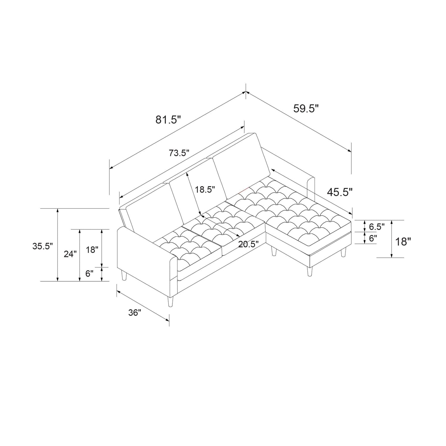 Dorel Home Cosmoliving Strummer Reversible Sectional Sofa Green Dimensions  - Better Bed Company