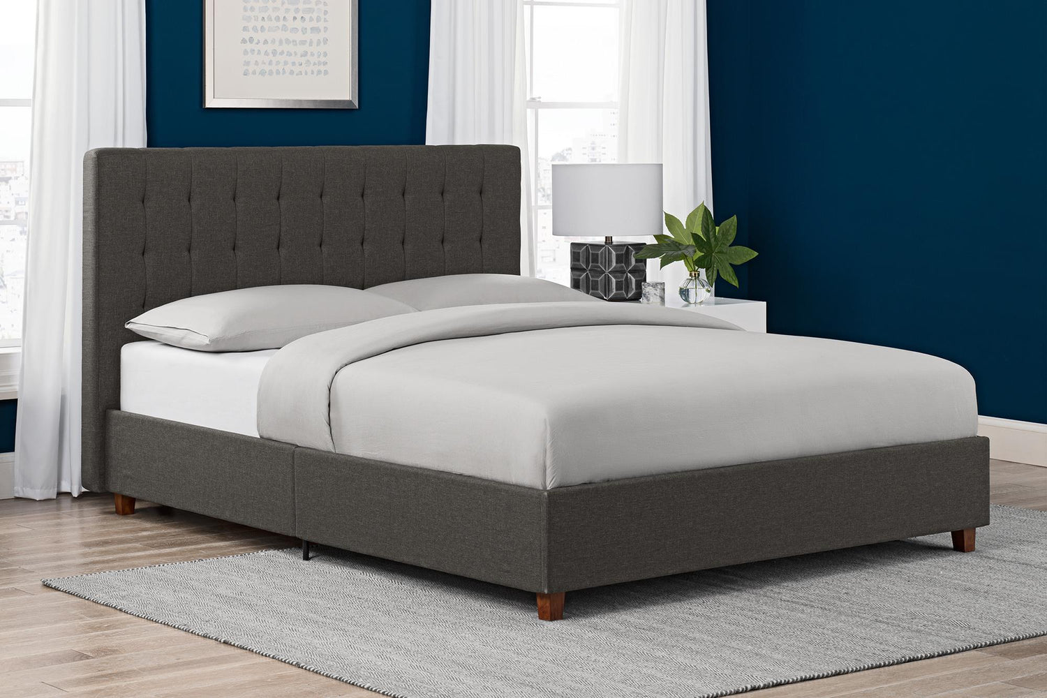 Dorel Home Emily Upholstered Bed Double Grey - Better Bed Company