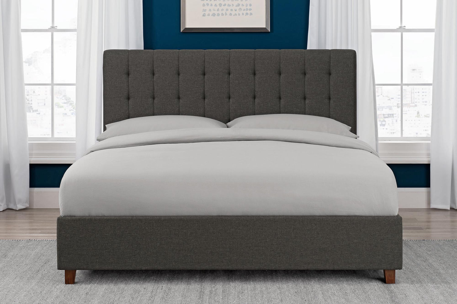 Dorel Home Emily Upholstered Bed Double Grey - Better Bed Company