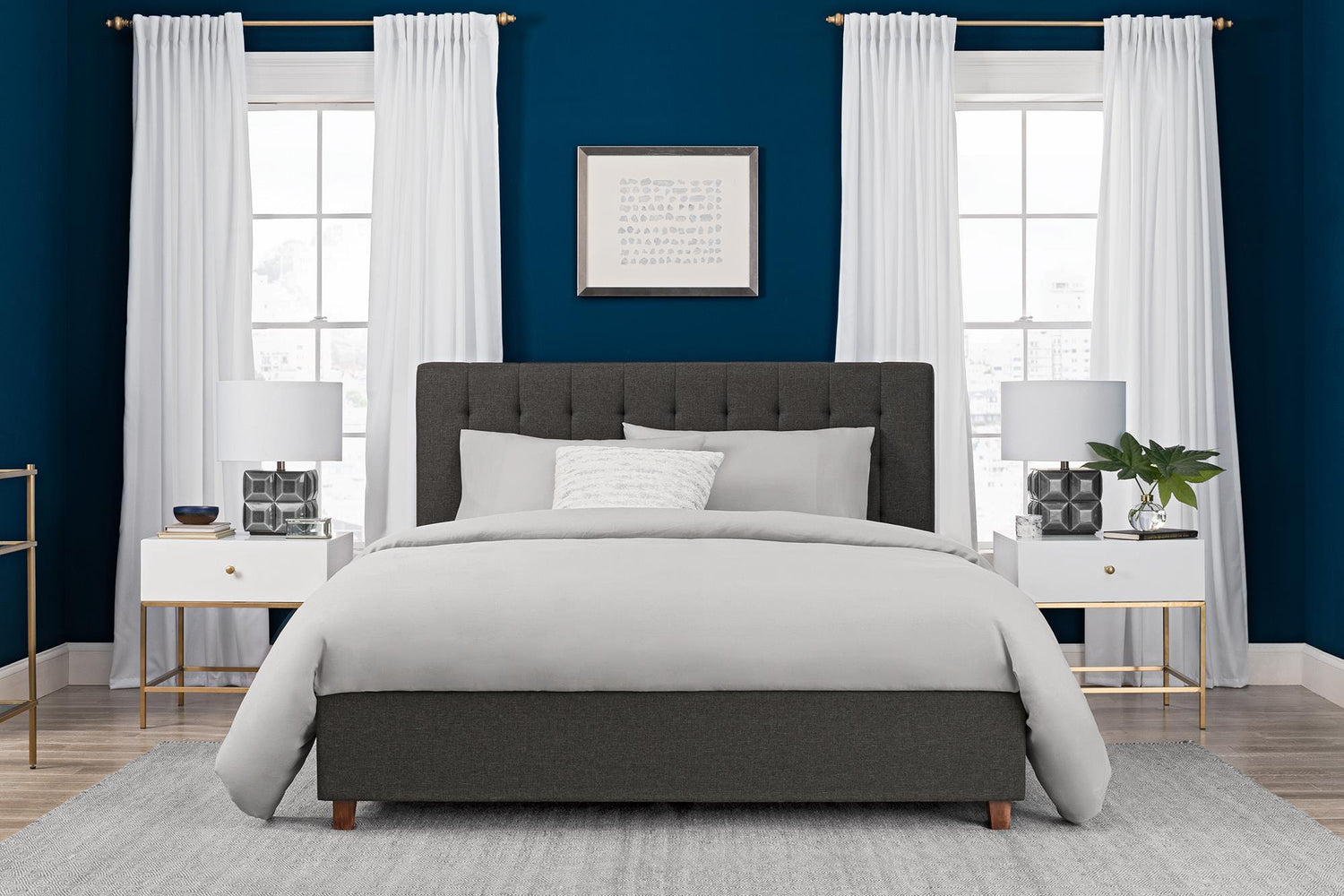 Dorel Home Emily Upholstered Bed Double Grey - Better Bed Company