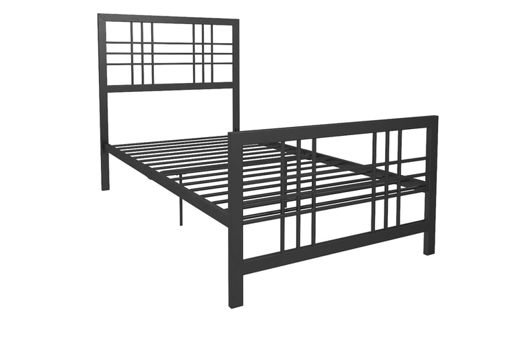 Dorel Home Burbank Metal Bed Single Black Front View Image - Better Bed Company