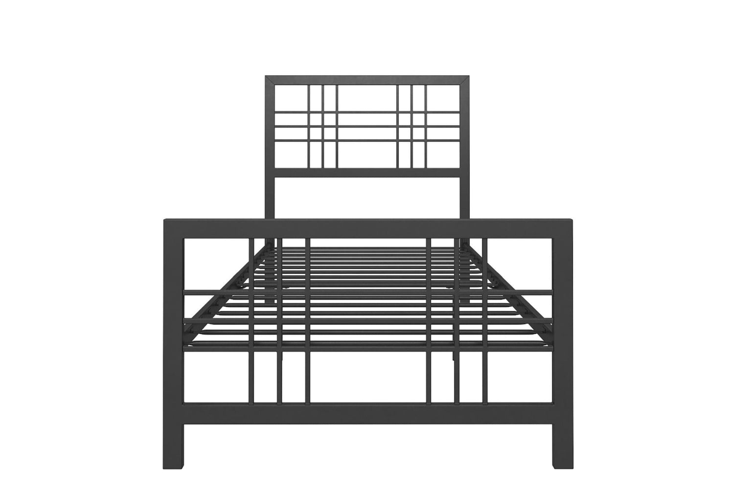 Dorel Home Burbank Metal Bed Single Black Front View Image - Better Bed Company