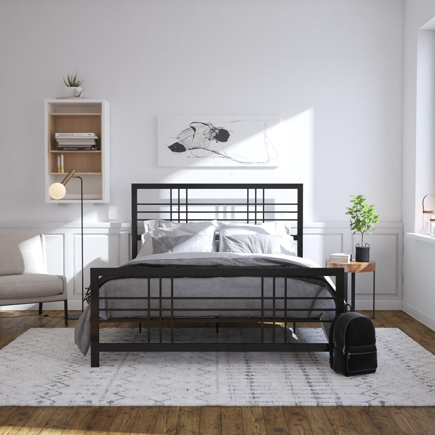 Dorel Home Burbank Metal Bed Double Black Lifestyle Images - Better Bed Company