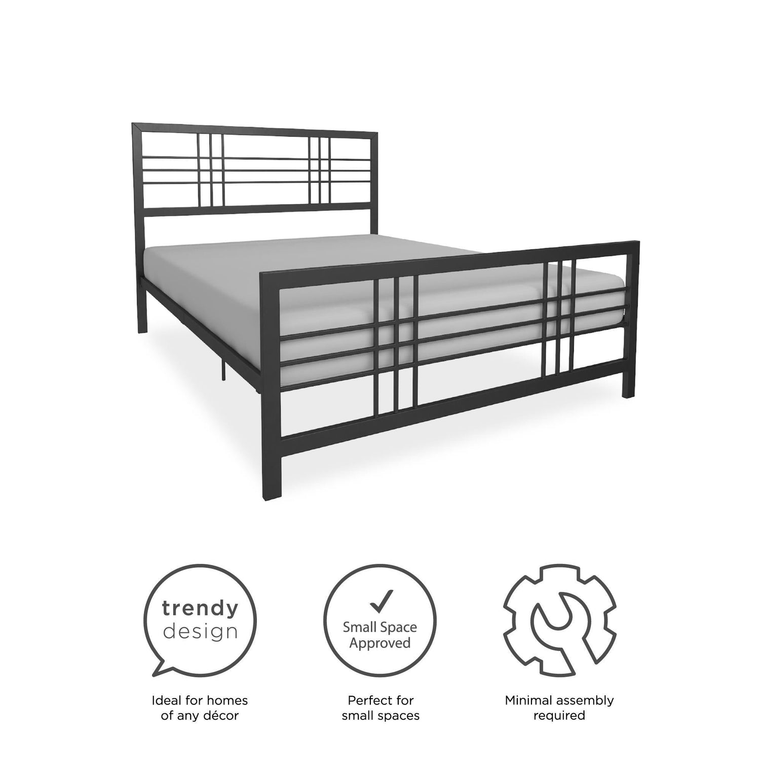 Dorel Home Burbank Metal Bed Double Black - Better Bed Company