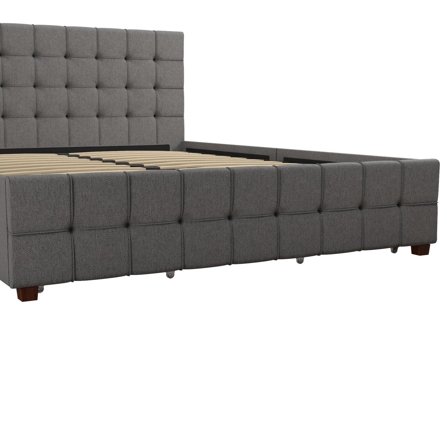 Dorel Home Cosmoliving Elizabeth Bed King Size Grey Close up View Image - Better Bed Company