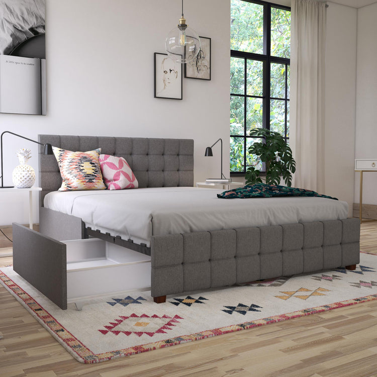 Dorel Home Cosmoliving Elizabeth Bed King Size Grey Lifestyle Image - Better Bed Company