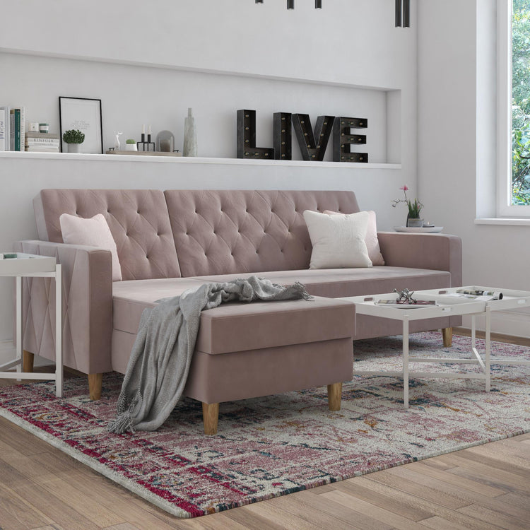 Dorel Home Cosmoliving Liberty Sectional Futon Pink - Better Bed Company