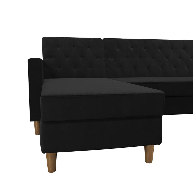 Dorel Home Cosmoliving Liberty Sectional Futon Black Closeup View - Better Bed Company