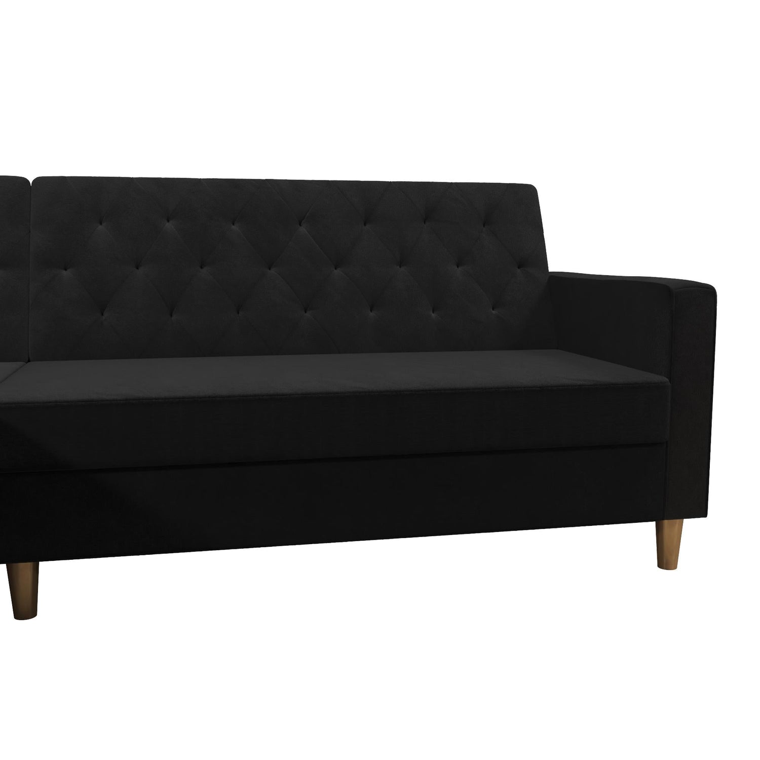 Dorel Home Cosmoliving Liberty Sectional Futon Black Closeup View - Better Bed Company