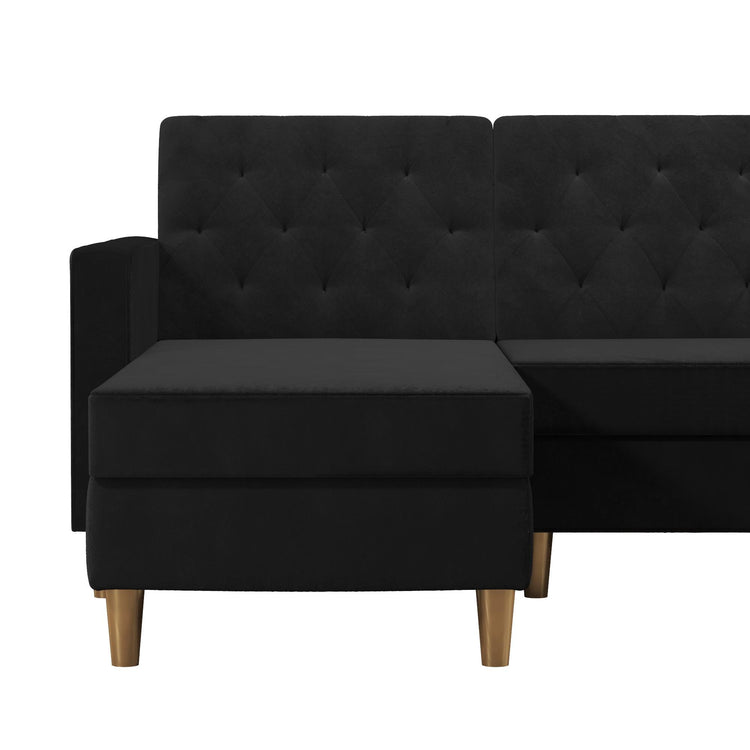 Dorel Home Cosmoliving Liberty Sectional Futon Black Close up view - Better Bed Company