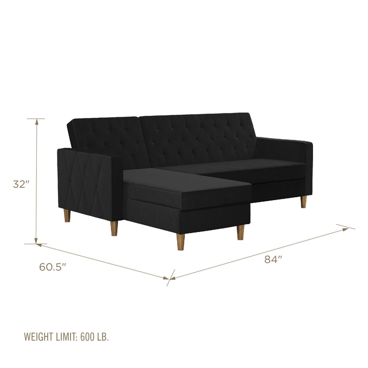 Dorel Home Cosmoliving Liberty Sectional Futon Black Dimensions - Better Bed Company