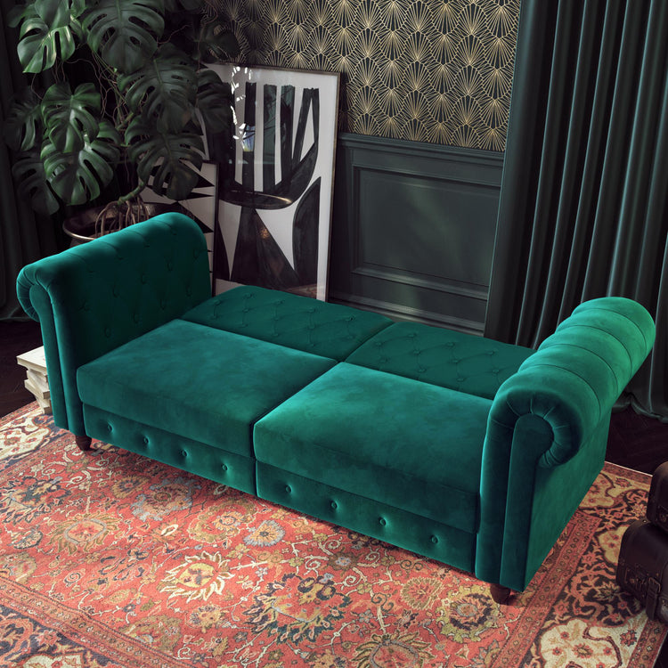 Dorel Home Felix Chesterfield Sofa Bed Green Down-Better Bed Company