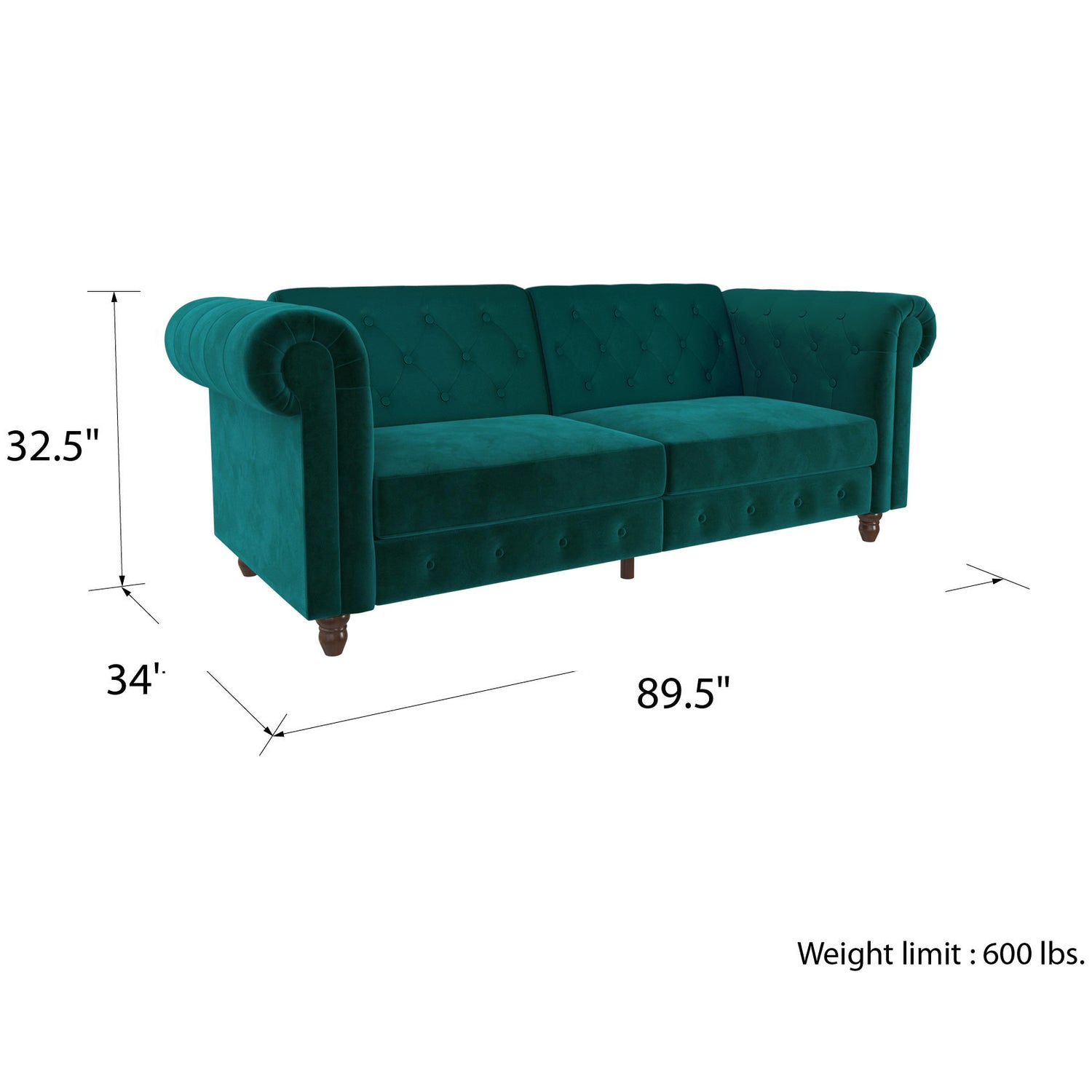 Dorel Home Felix Chesterfield Sofa Bed Dimensions-Better Bed Company