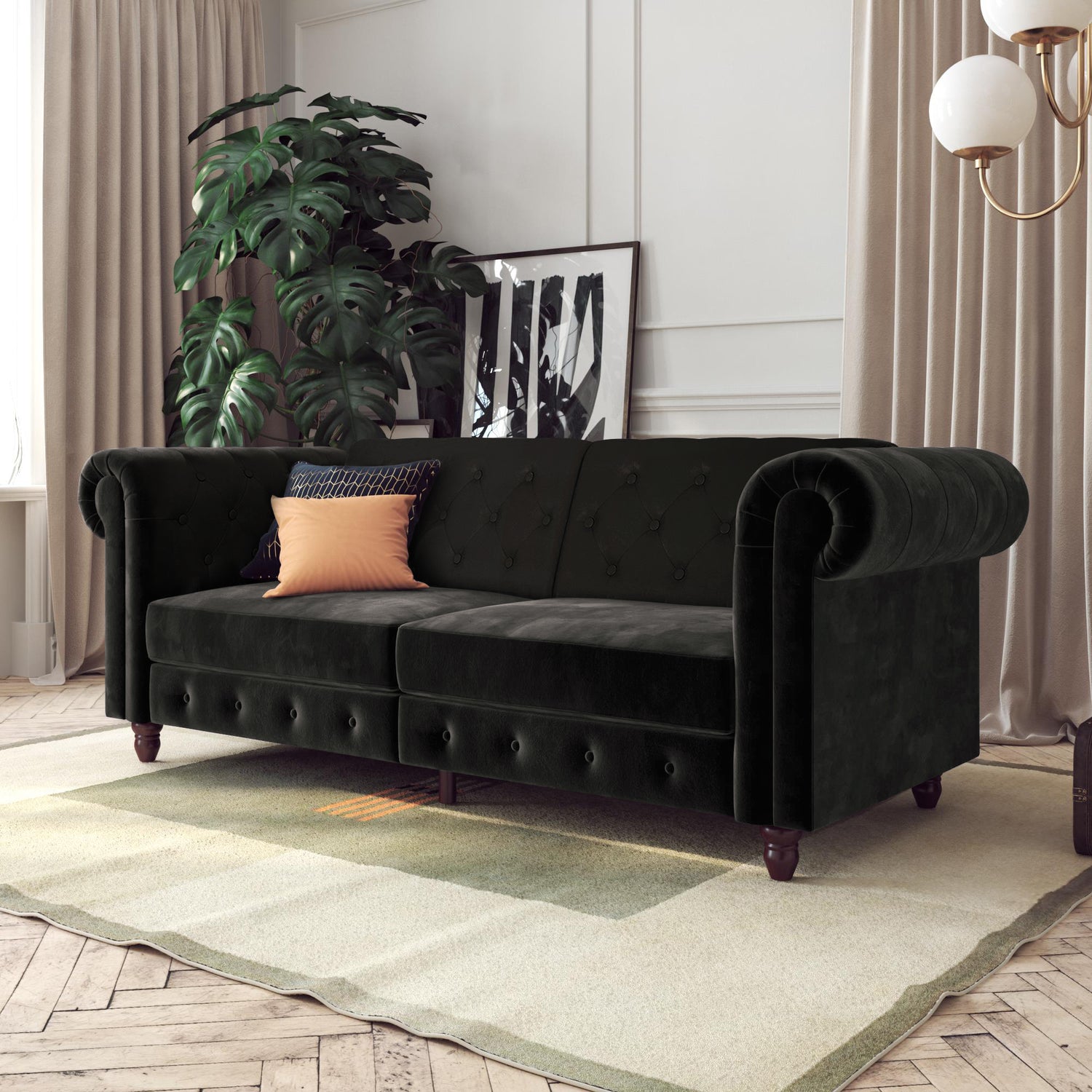 Dorel Home Felix Chesterfield Sofa Bed Black-Better Bed Company