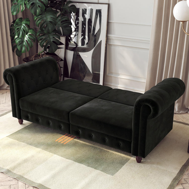 Dorel Home Felix Chesterfield Sofa Bed Black Down-Better Bed Company