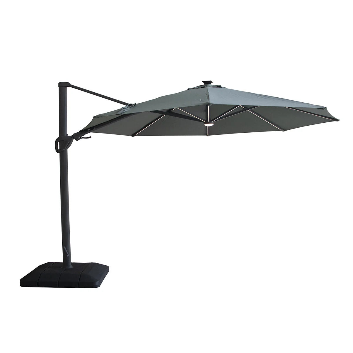 Maze Aramis Solar LED 3m x 4m Rectangular Rotating Cantilever Parasol Oil Green-Better Bed Company