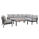 Maze Vancouver Large Corner Dining Set with Coffee Table & Armchair-Better Bed Company