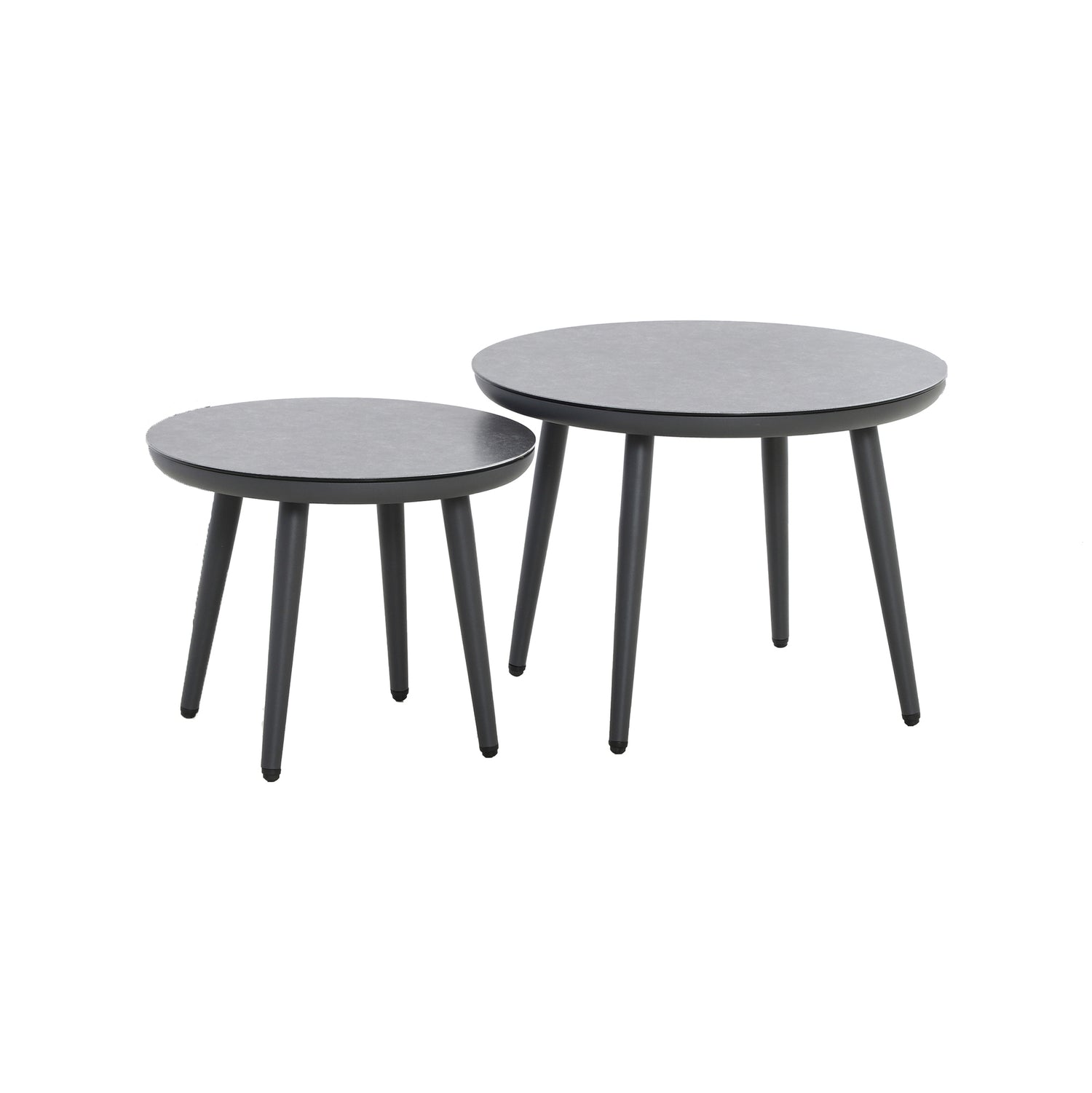 Maze Pair of Round Coffee Tables Charcoal-Better Bed Company