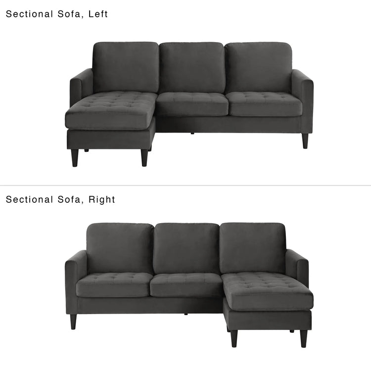 Dorel Home Cosmoliving Strummer Reversible Sectional Sofa Charcoal Sectional Sofa Right/ Left View - Better Bed Company