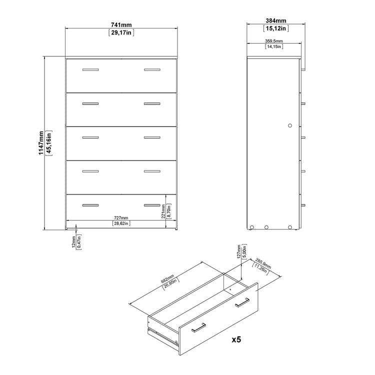 Furniture To Go Space Chest of 5 Drawers Dimensions-Better Bed Company