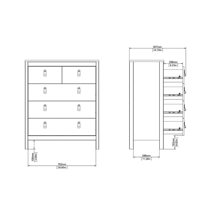 Furniture To Go Madrid Chest 3+2 Drawers Dimensions-Better Bed Company