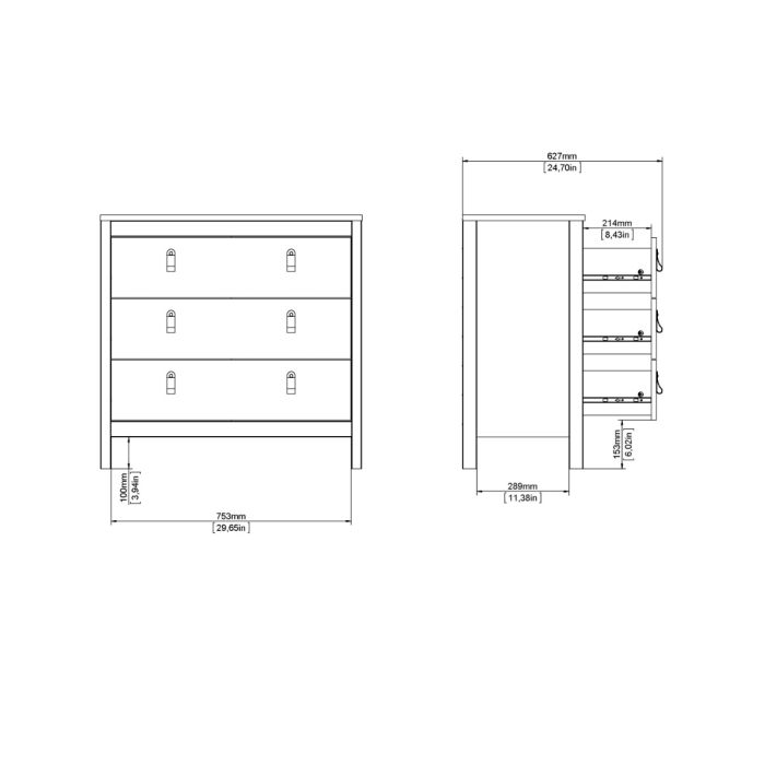 Furniture To Go Madrid Chest 3 Drawers Dimensions-Better Bed Company