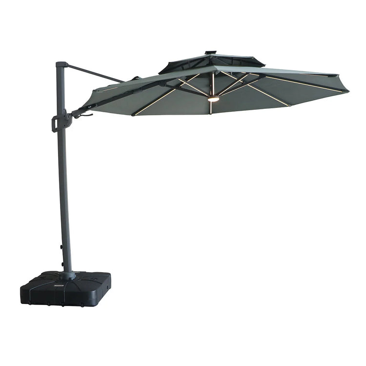 Maze Apollo Solar LED 3m Round Rotating Cantilever Parasol Green-Better Bed Company