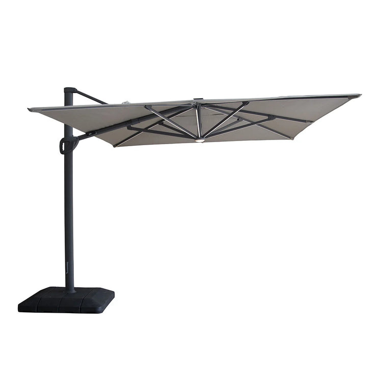 Maze Aramis Solar LED 3m x 4m Rectangular Rotating Cantilever Parasol White Pepper Beige-Better Bed Company