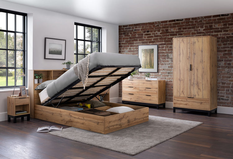 Urban Bookcase Ottoman Bed Oak Open-Better Bed Company