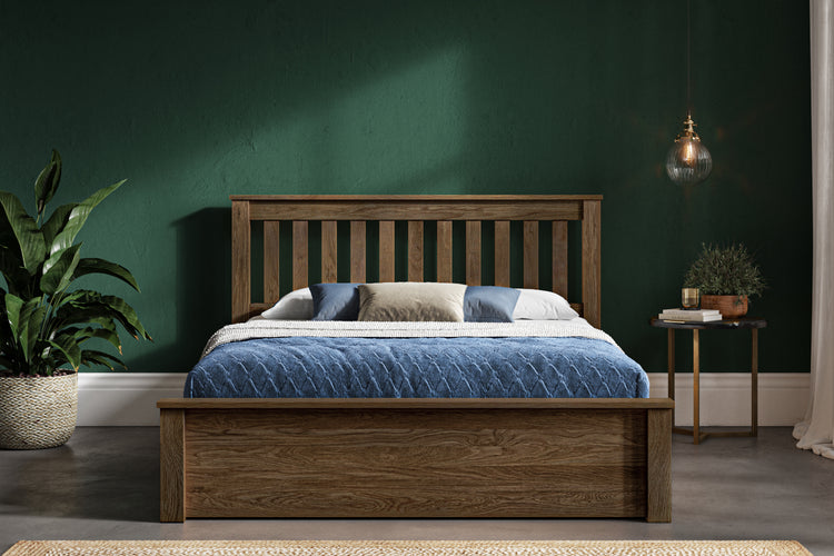 Jameston Solid Oak Ottoman Bed Dark Oak-Better Bed Company