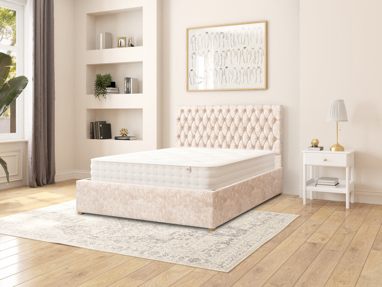 Rand Velvet Ottoman Bed