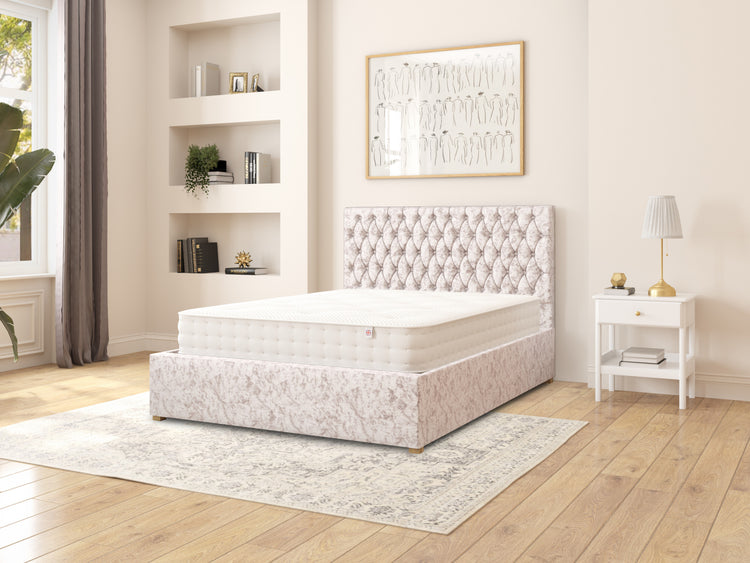 Rand Velvet Ottoman Bed