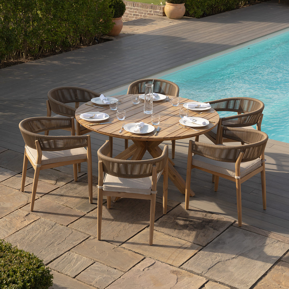 Maze Porto 6 Seat Round Dining Set-Better Bed Company