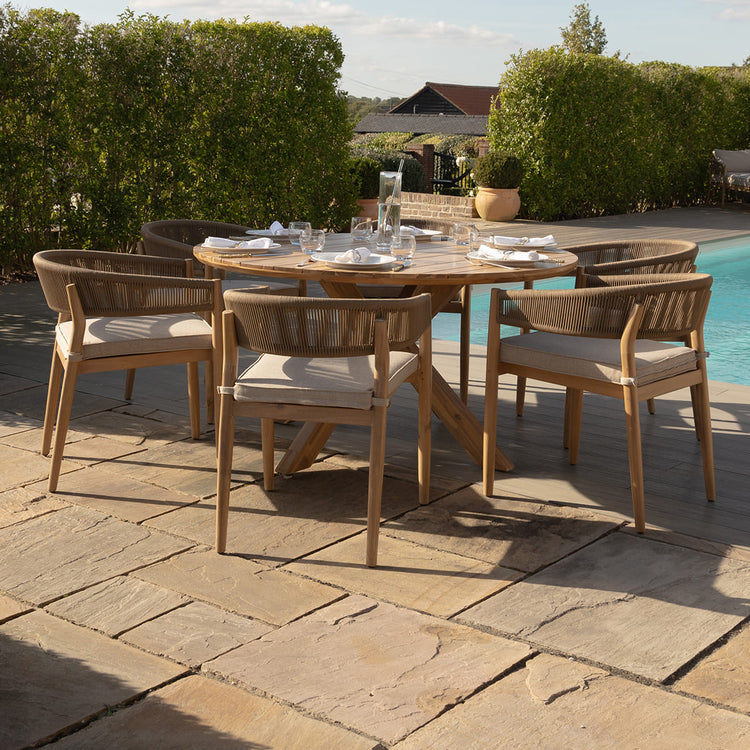 Maze Porto 6 Seat Round Dining Set From Side-Better Bed Company