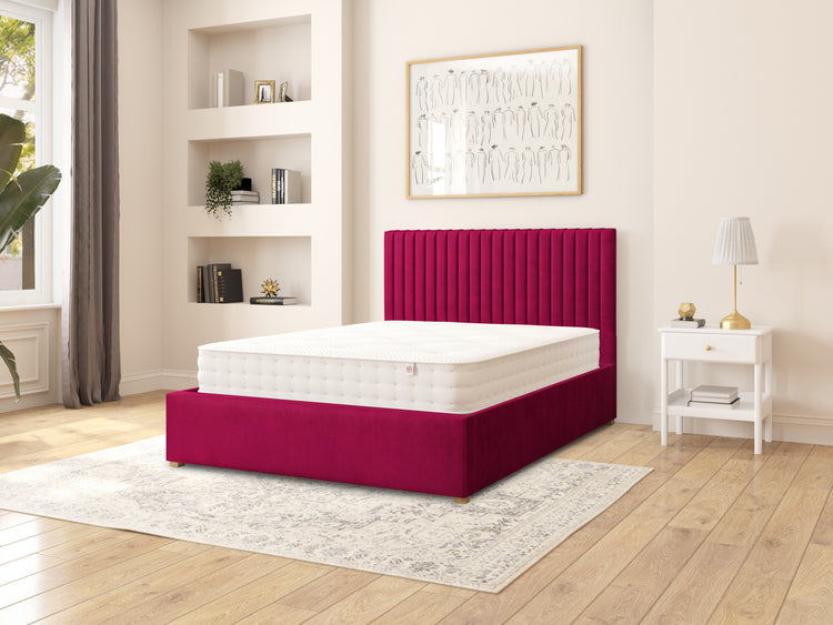 Nicklaus Velvet Ottoman Bed