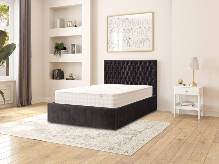 Rand Velvet Ottoman Bed