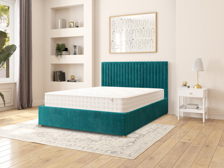 Nicklaus Velvet Ottoman Bed