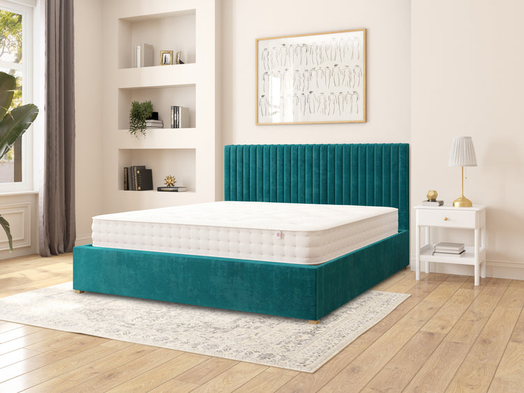 Nicklaus Velvet Ottoman Bed