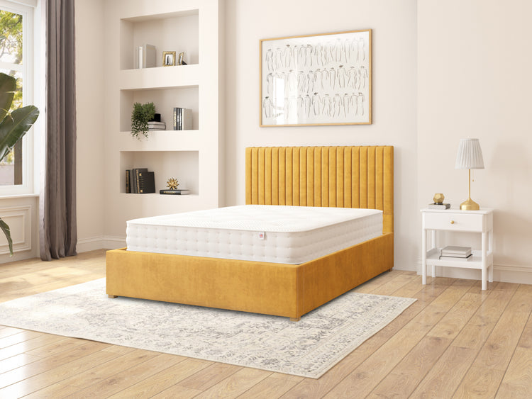 Nicklaus Velvet Ottoman Bed